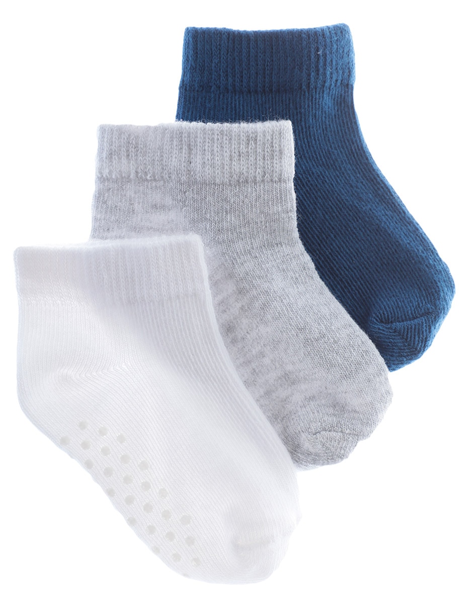 Calcetín antiderrapante de algodón para bebé unisex 3 pares
