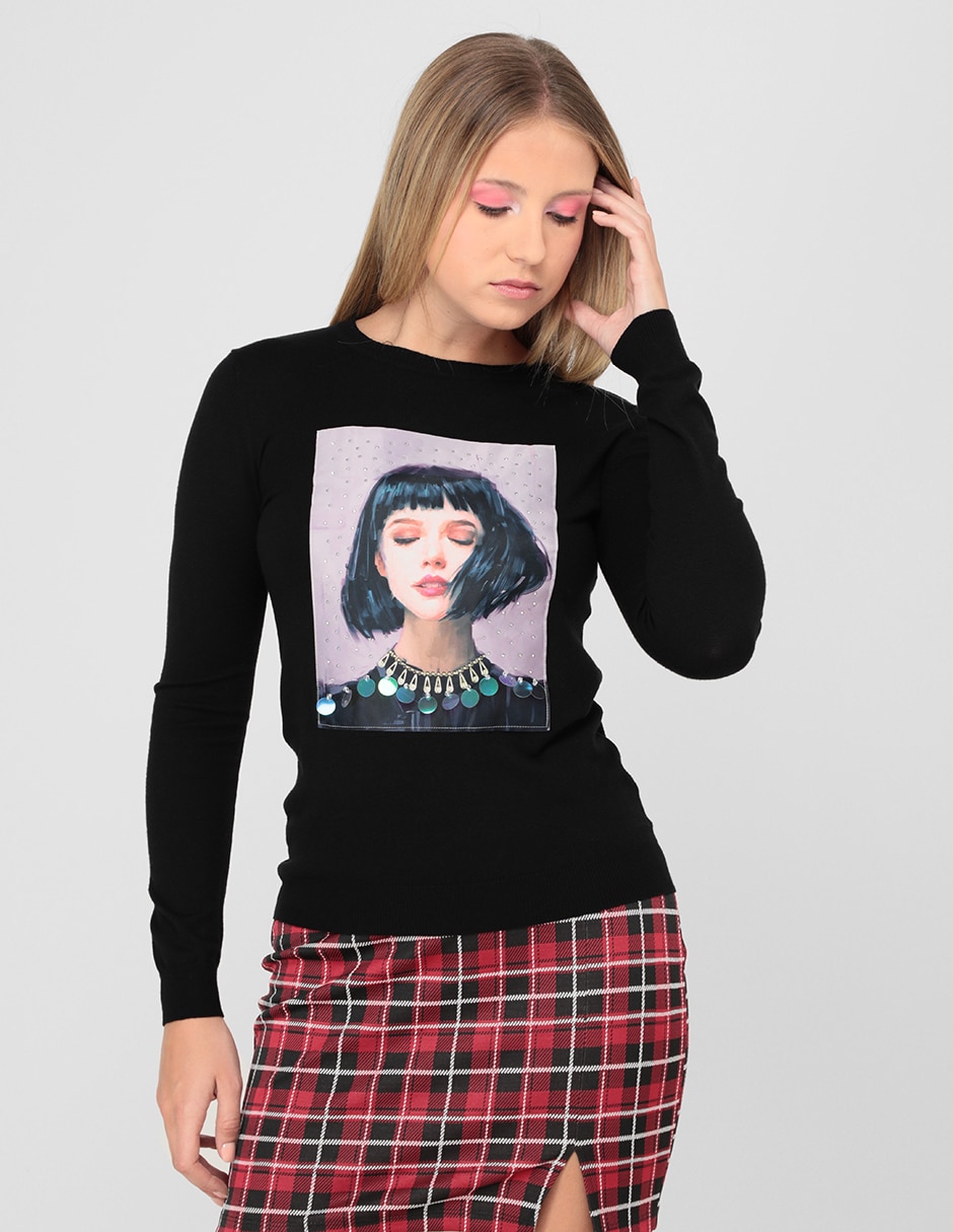Suéter cuello redondo para mujer