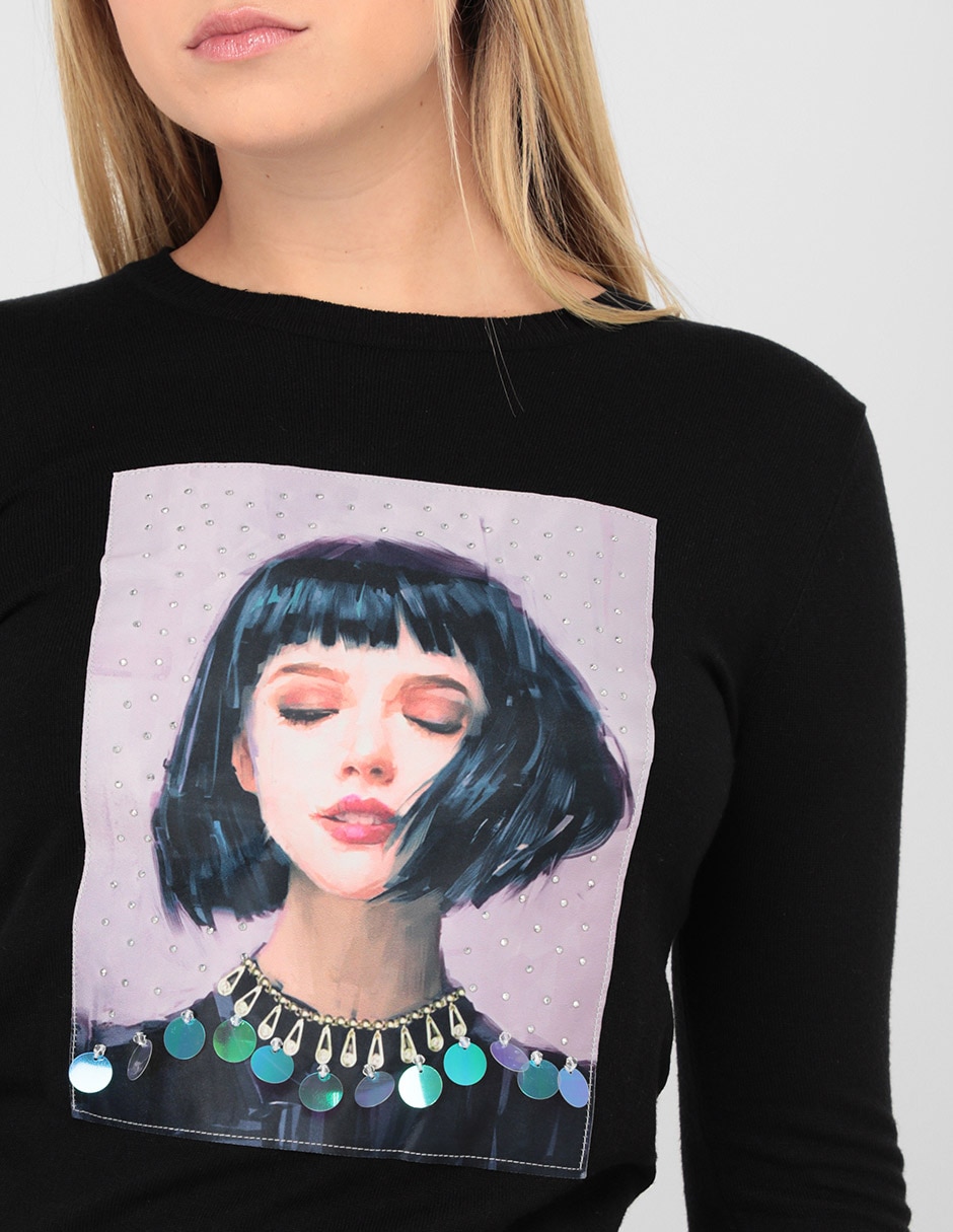 Suéter cuello redondo para mujer