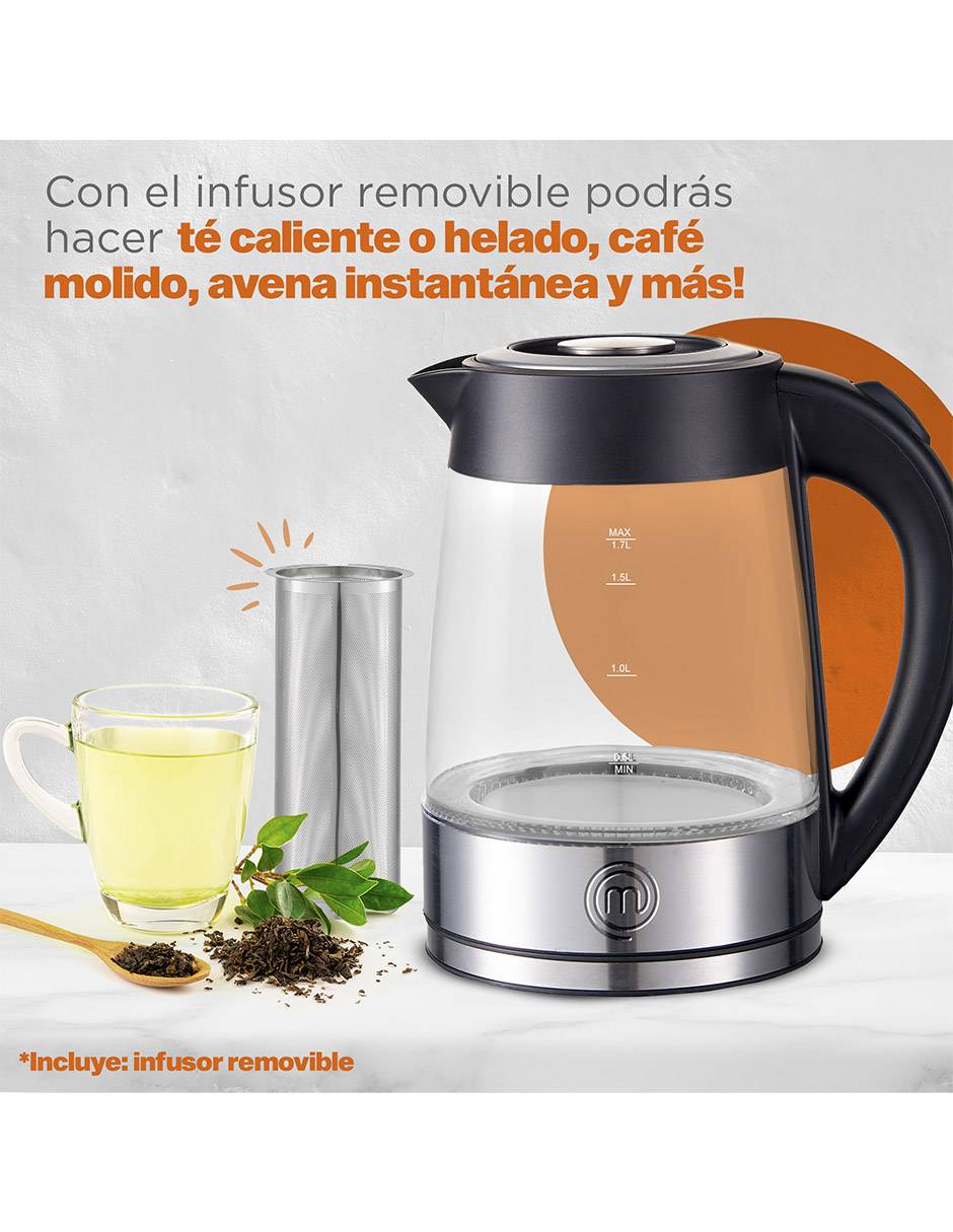 Tetera eléctrica Master Chef de vidrio borosilicato