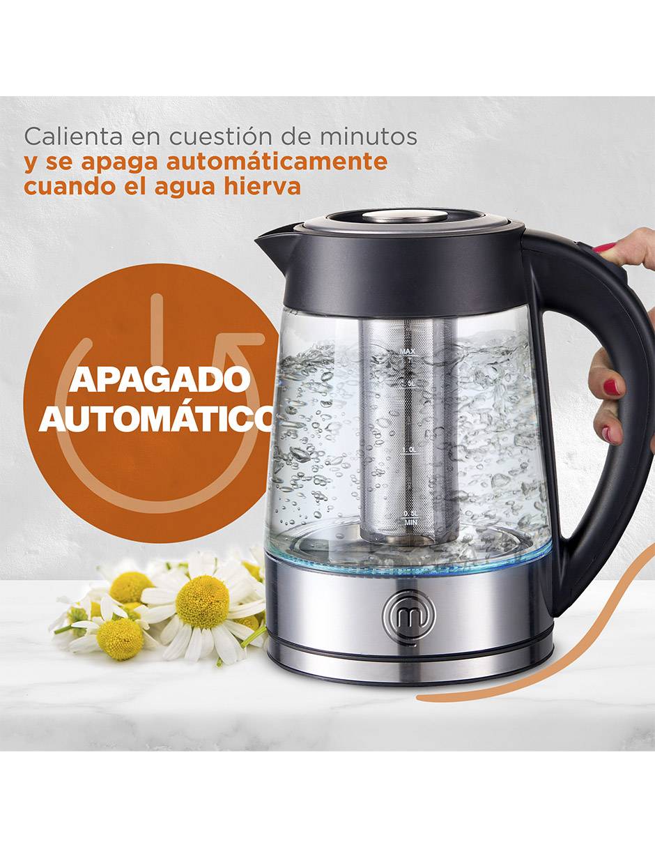 Tetera eléctrica Master Chef de vidrio borosilicato