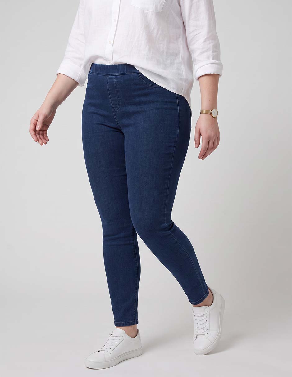 Jegging skinny lavado medio corte cintura para mujer Jegging skinny lavado medio corte cintura para mujer