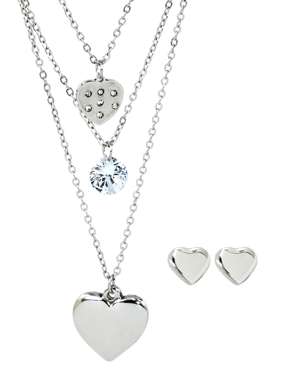 Aretes y collar de corazón Aretes y collar de corazón