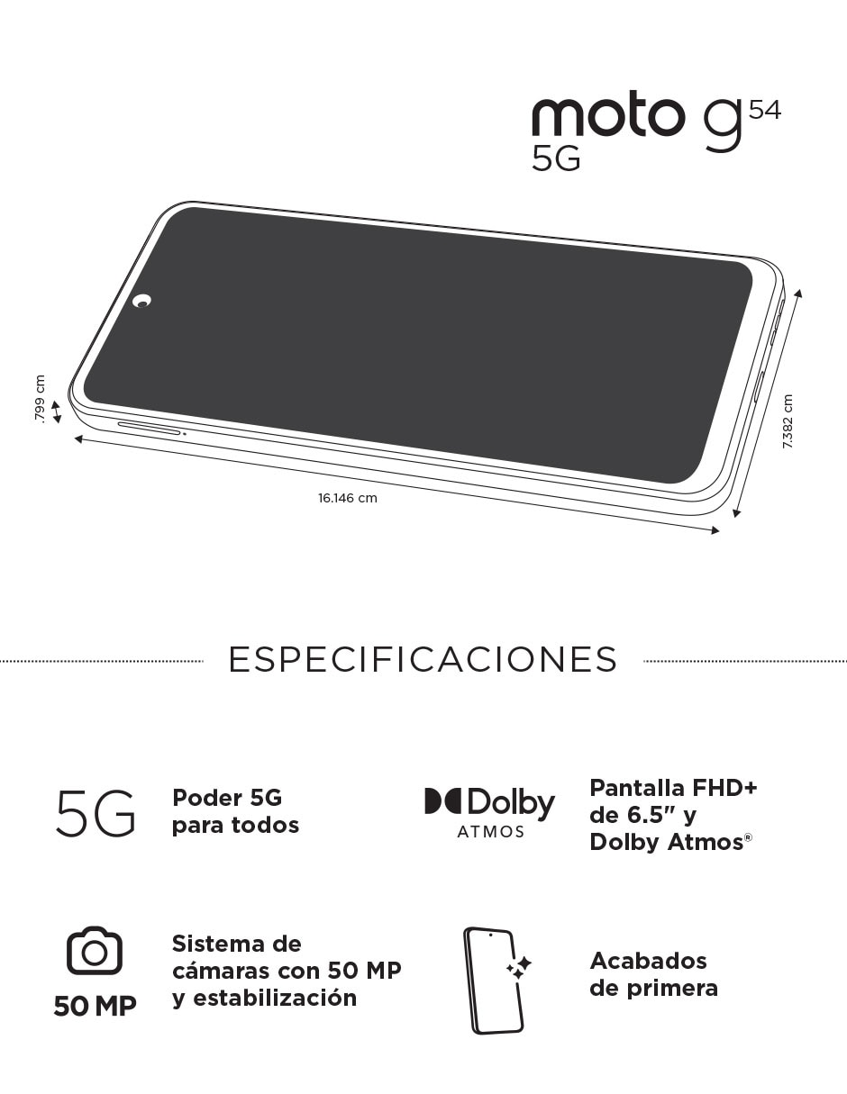 Smartphone Moto G54 LCD 6.5 pulgadas 8
