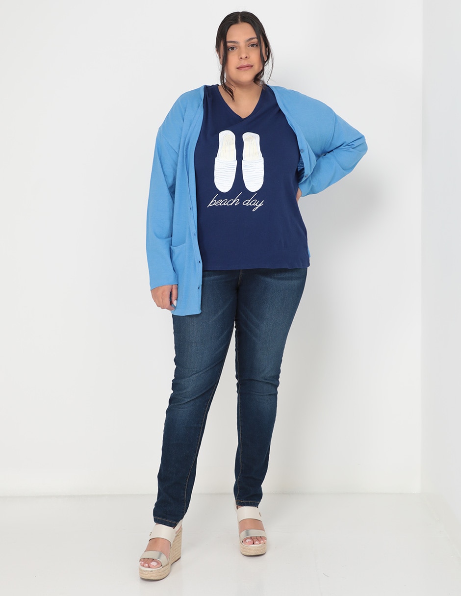 Playera manga corta Weekend Plus cuello v para mujer
