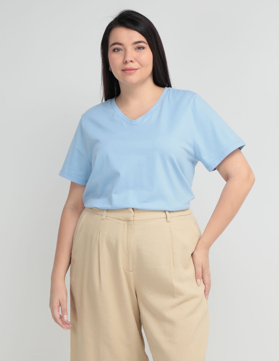 Playera manga corta cuello v para mujer Playera manga corta cuello v para mujer