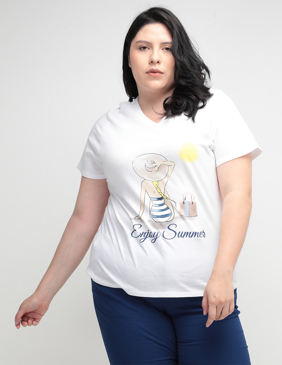 Playera manga corta cuello v para mujer Playera manga corta cuello v para mujer