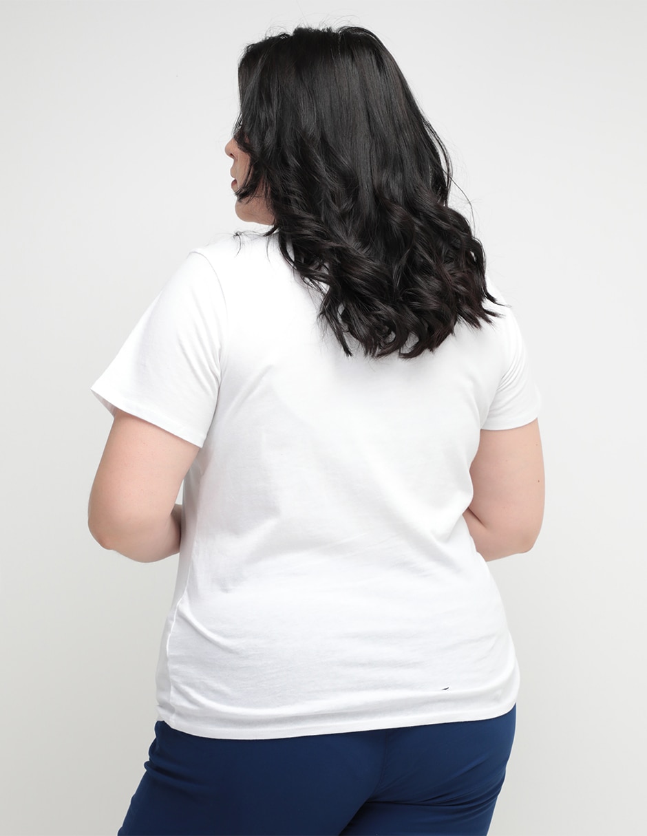 Playera manga corta cuello v para mujer 2