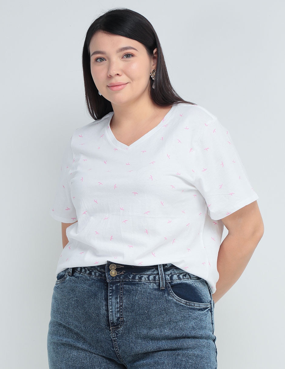 Playera manga corta Weekend Plus cuello v para mujer
