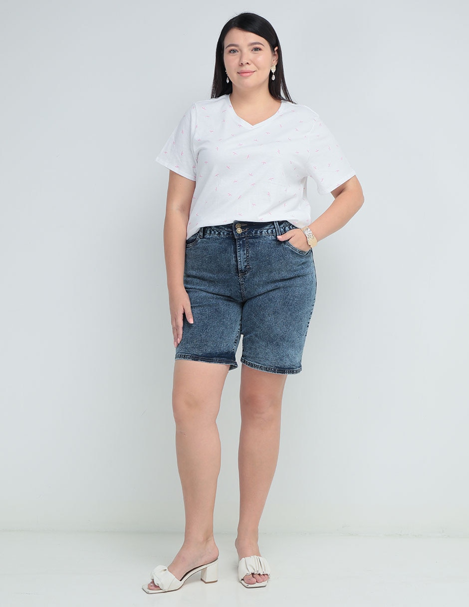 Playera manga corta Weekend Plus cuello v para mujer