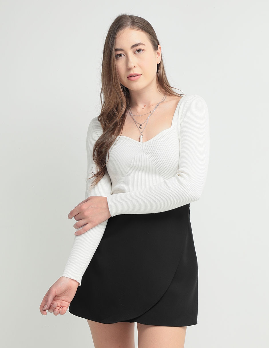 Suéter cuello con escote para mujer Suéter cuello con escote para mujer