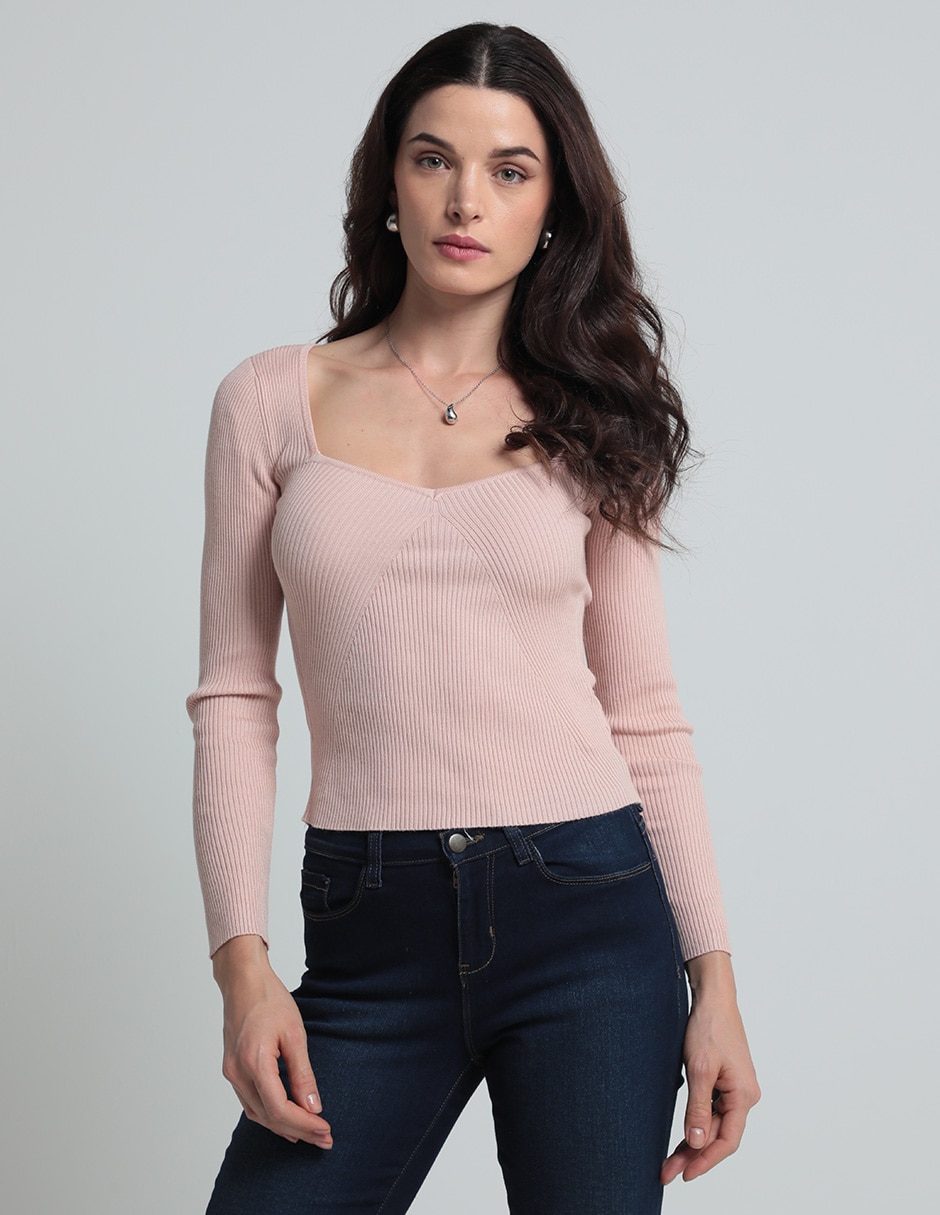 Suéter cuello cuadrado para mujer