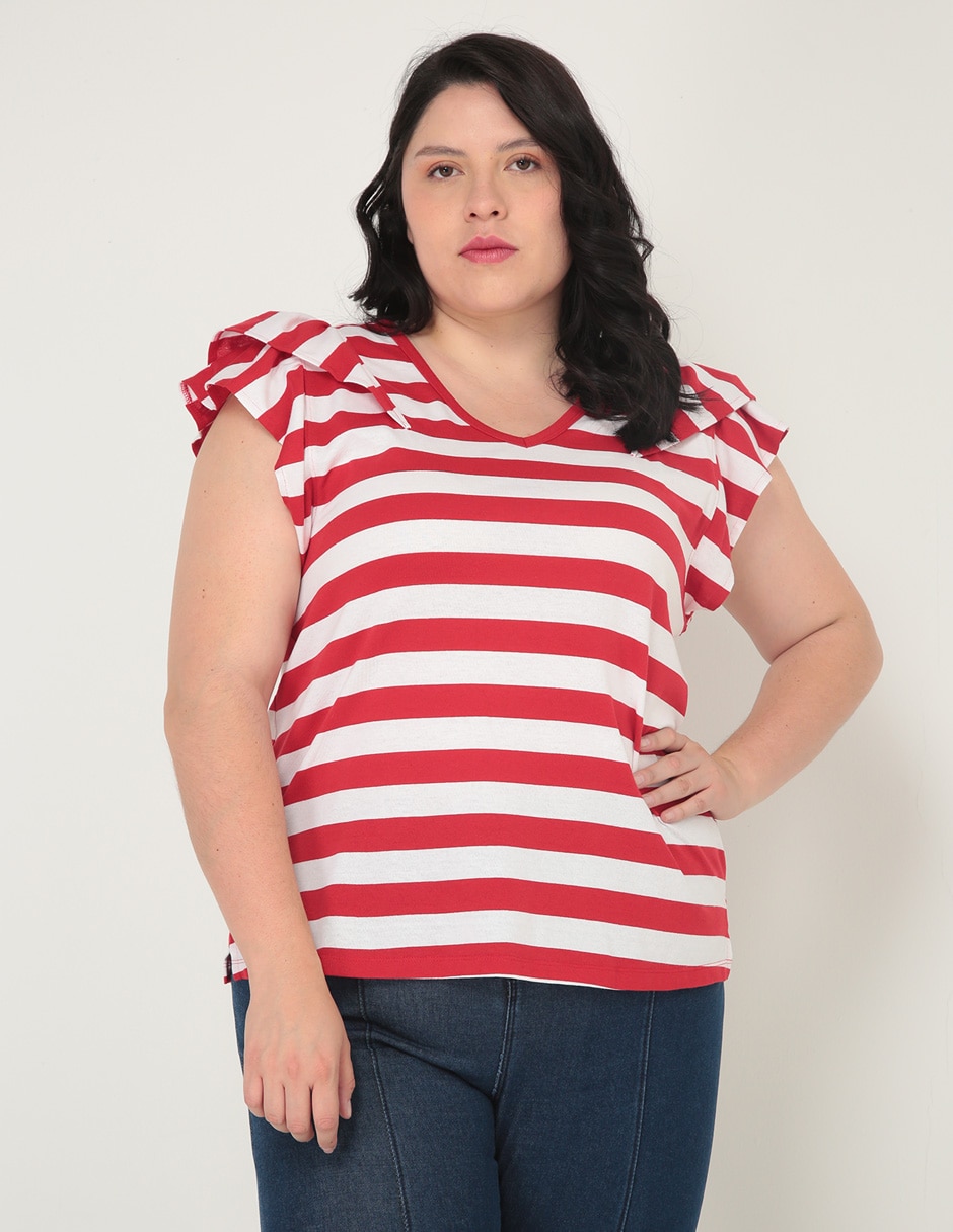 Playera manga corta cuello v para mujer 1
