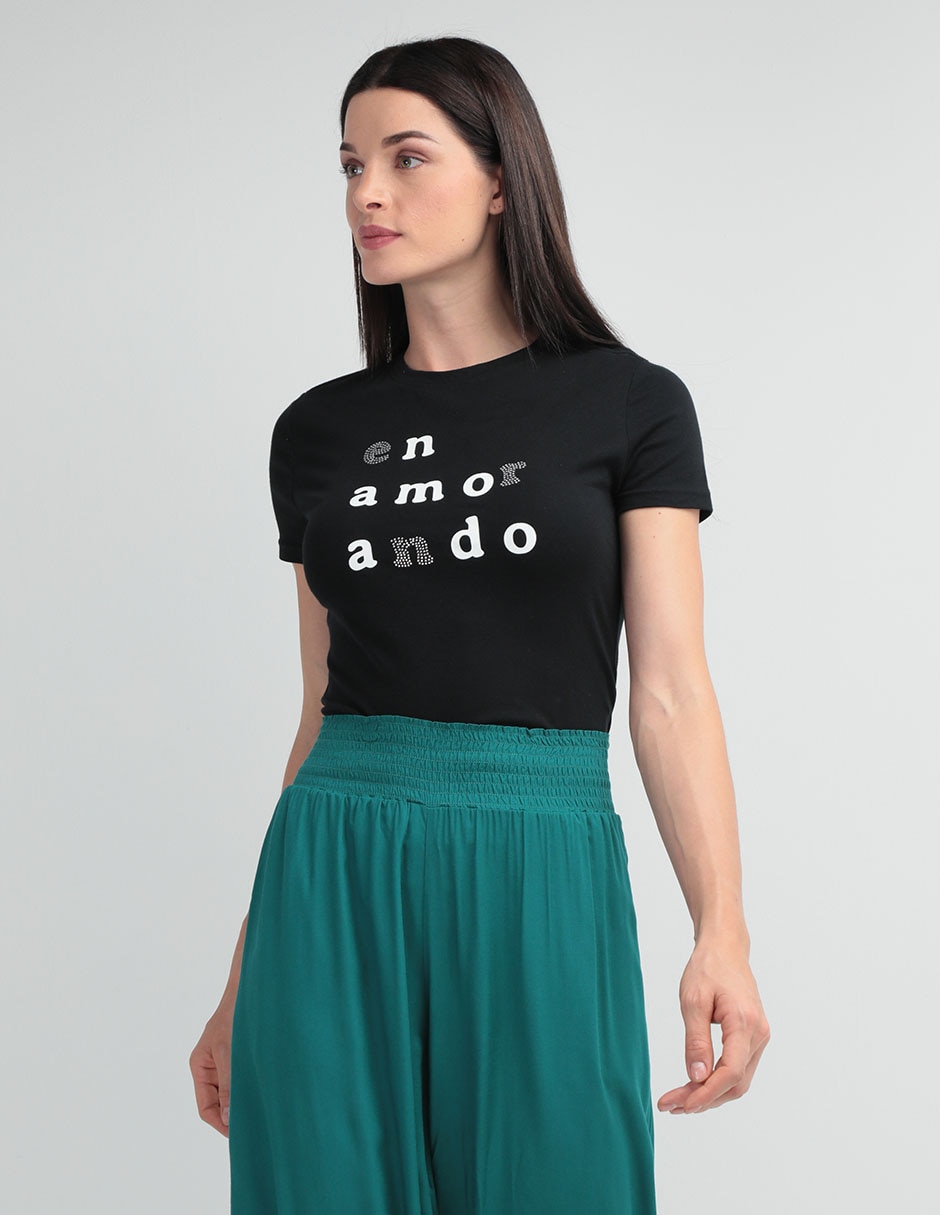 Playera manga corta cuello redondo para mujer Playera manga corta cuello redondo para mujer