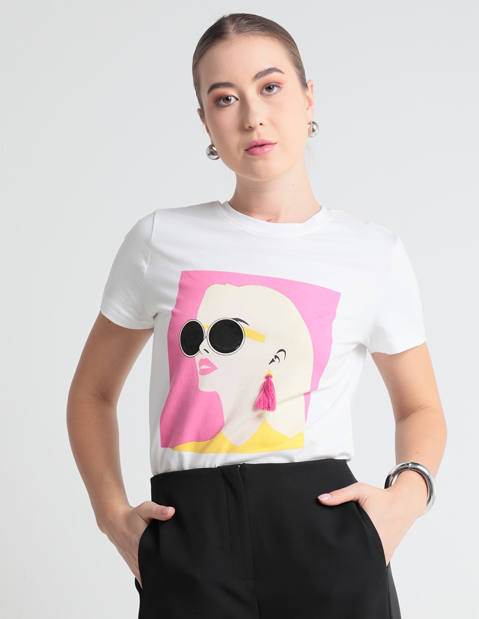 Playera manga corta cuello redondo mujer Playera manga corta cuello redondo mujer