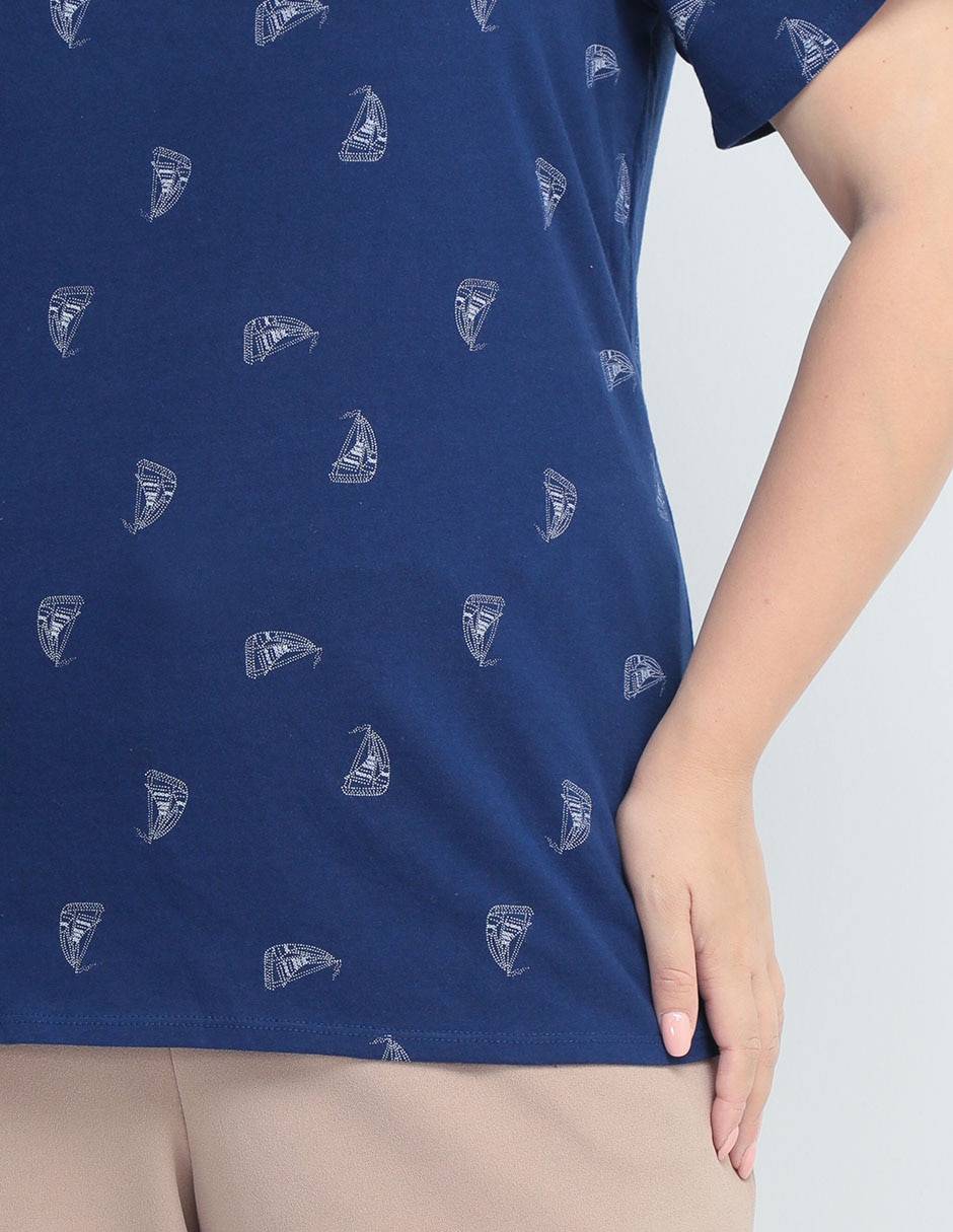 Playera manga corta Weekend Plus cuello redondo para mujer