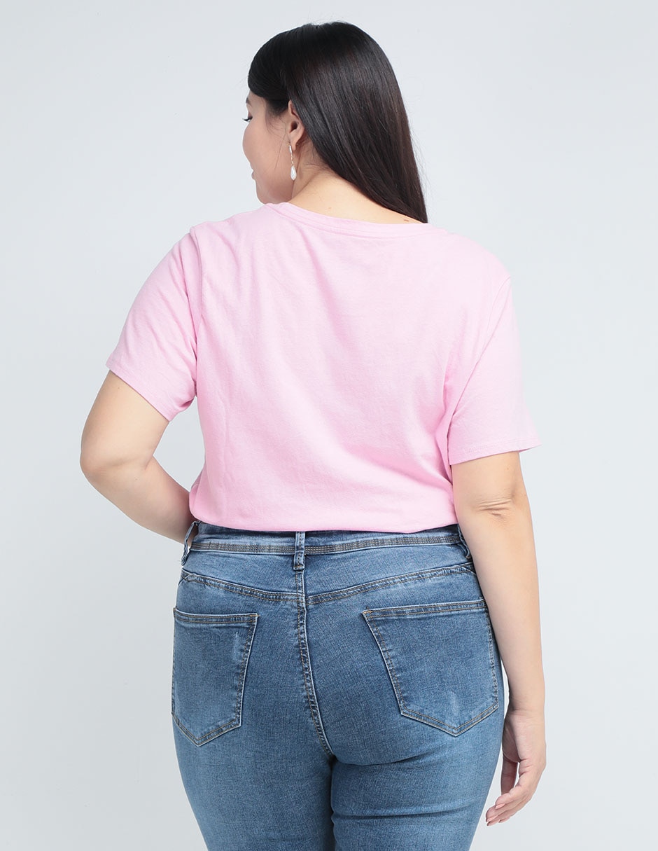 Playera manga corta Weekend Plus cuello ojal para mujer