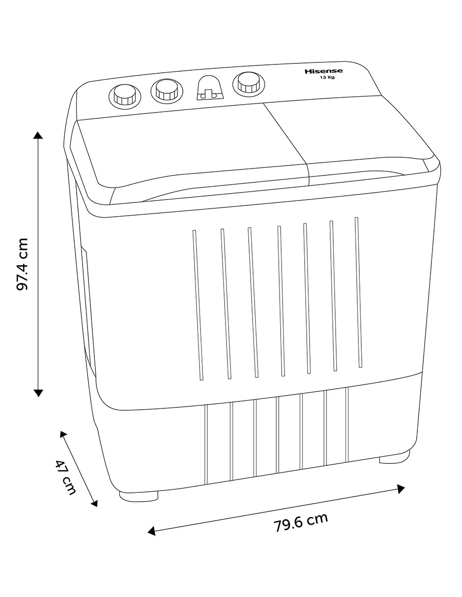 Lavadora 13 kg semiautomática carga superior WSA1301P 5