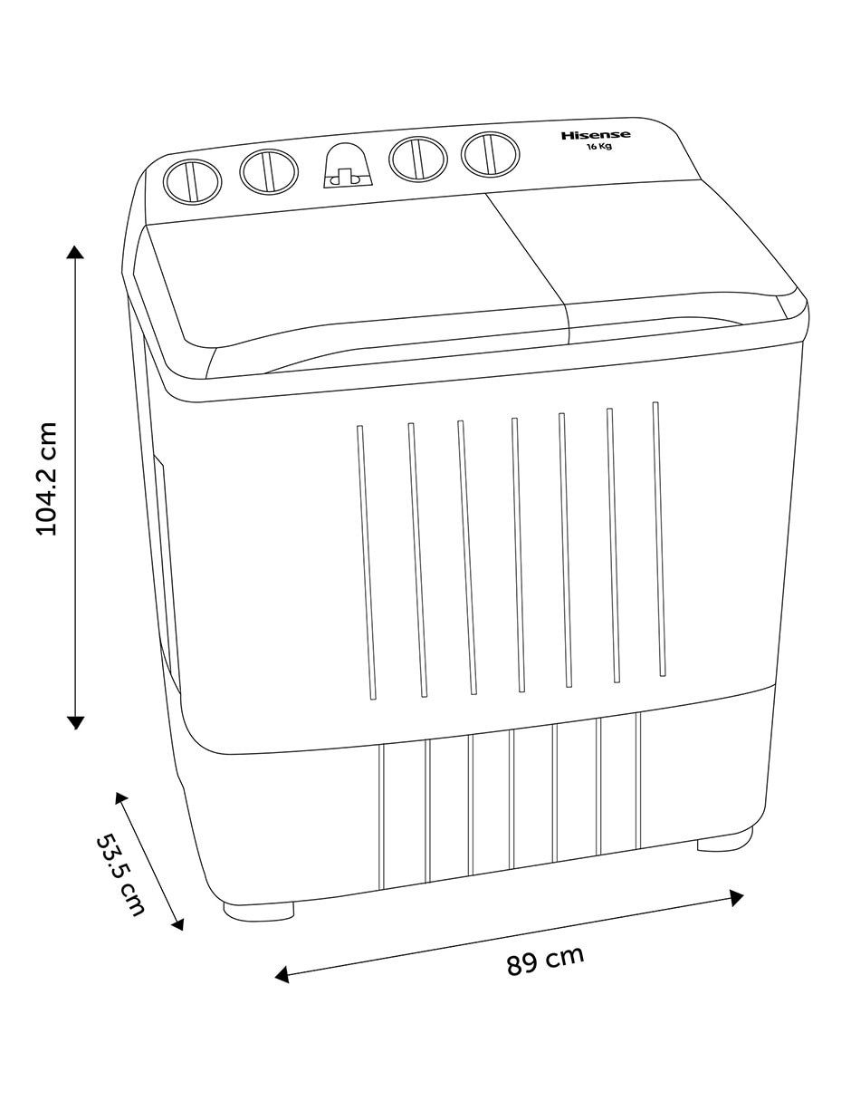 Lavadora 16 kg semiautomática carga superior WSA1603P 6