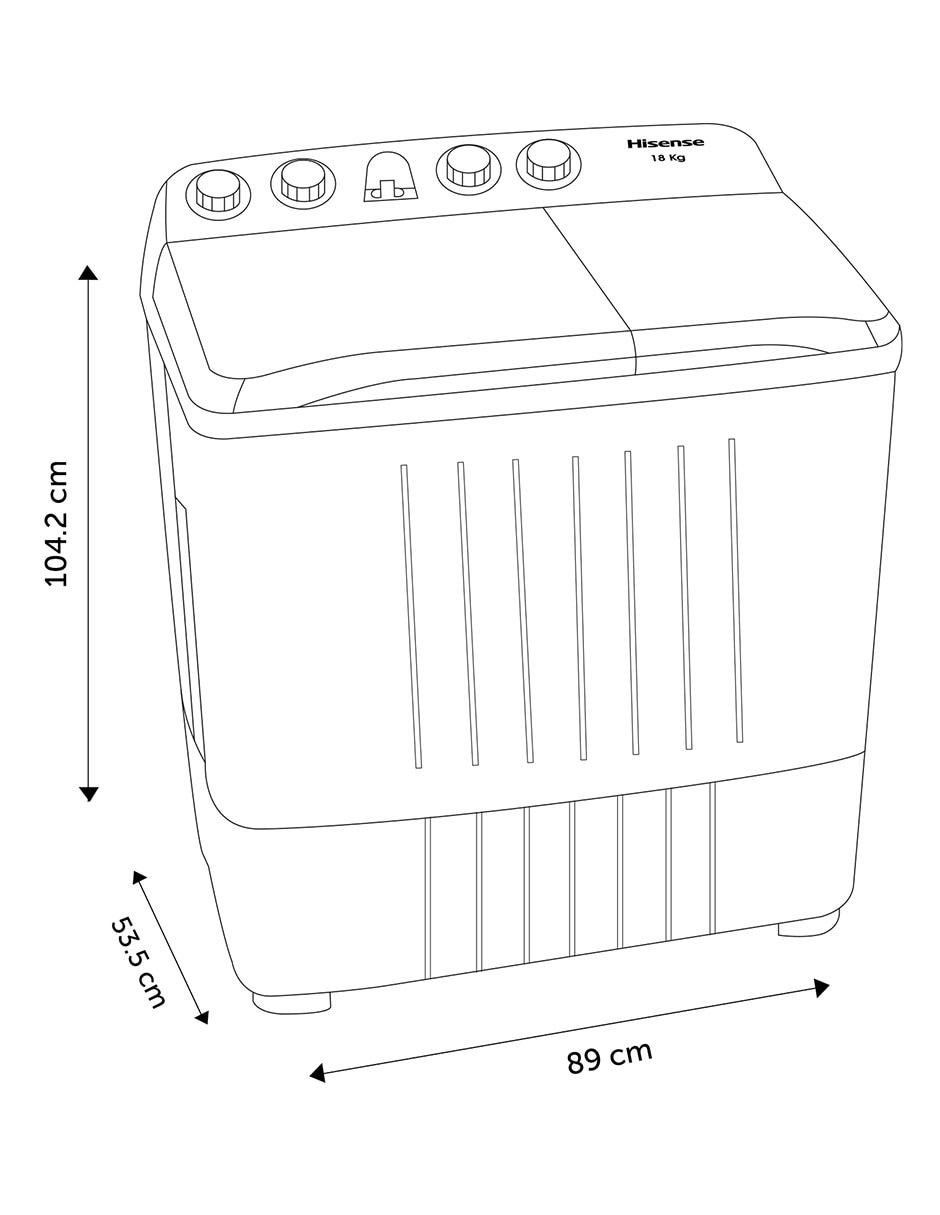 Lavadora 18 kg semiautomática carga superior WSA1803P 5