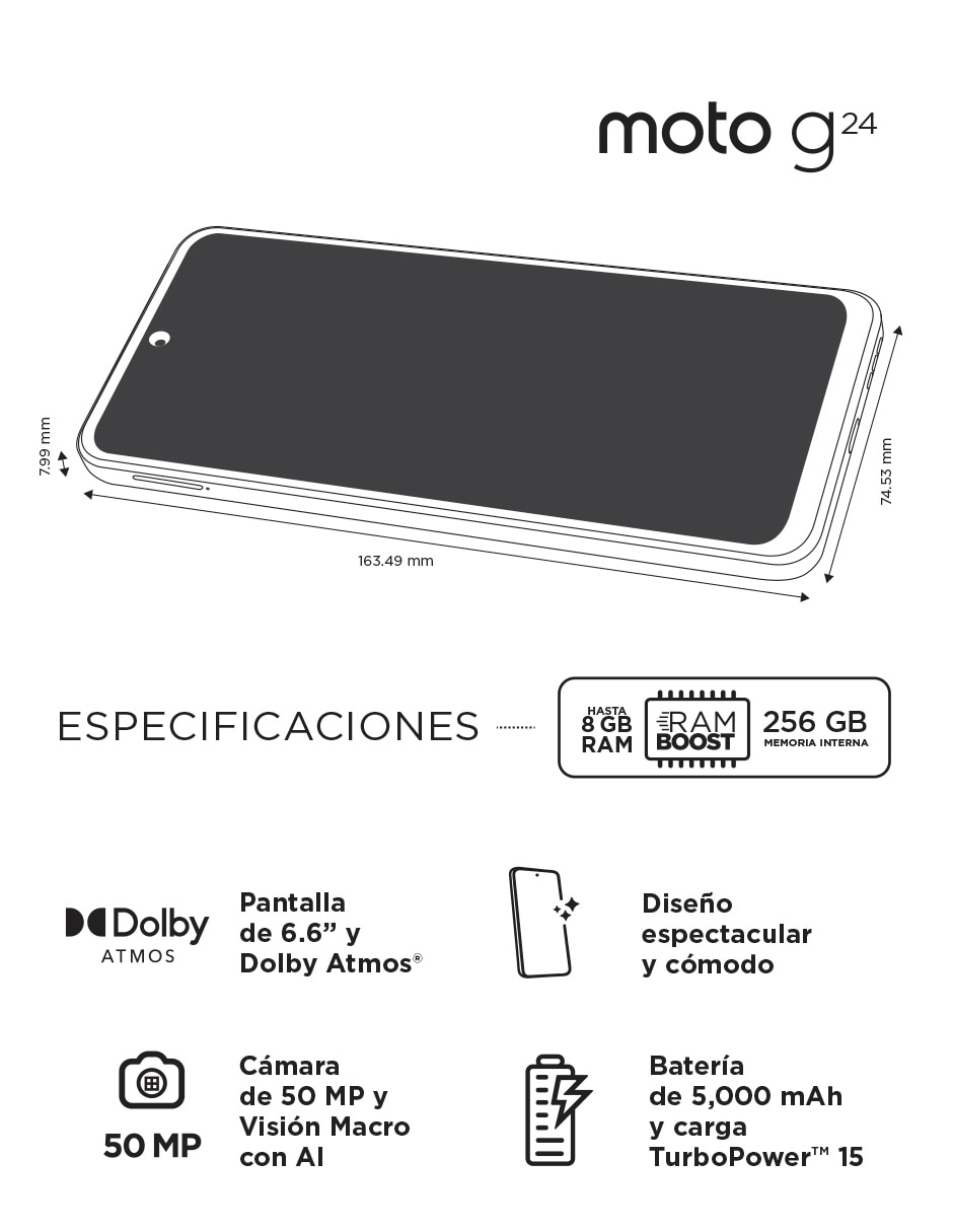 Motorola Moto G24 IPS 6.5 pulgadas AT&T