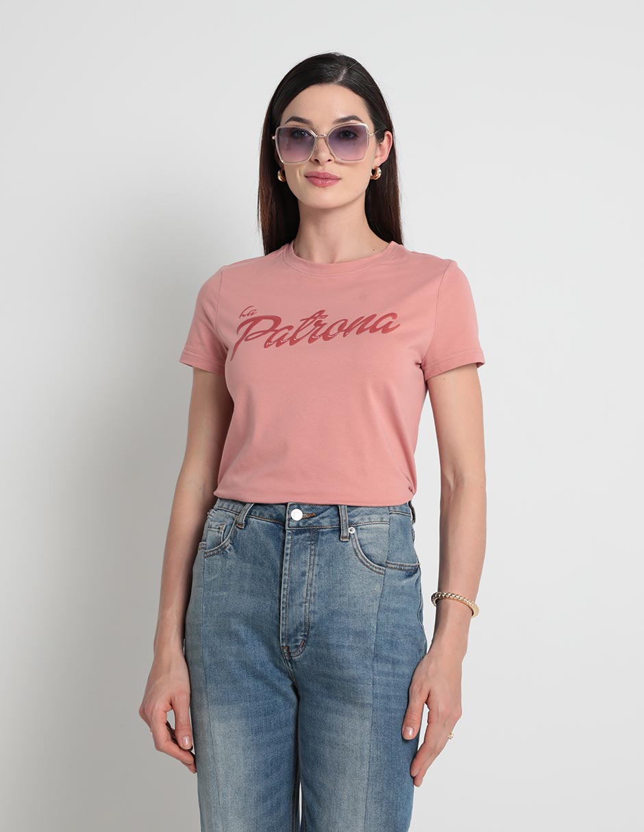 Playera manga corta cuello redondo para mujer