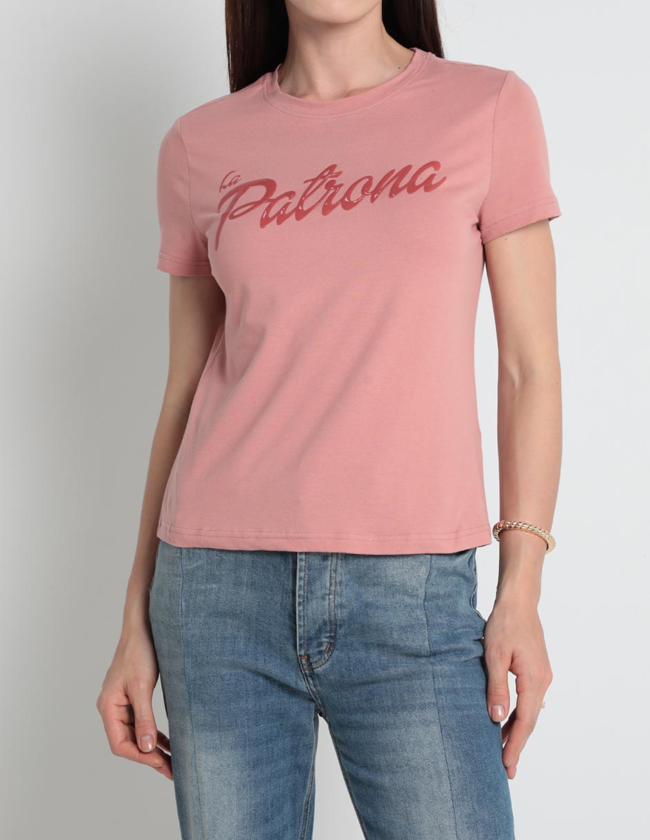 Playera manga corta Metropolis cuello redondo para mujer