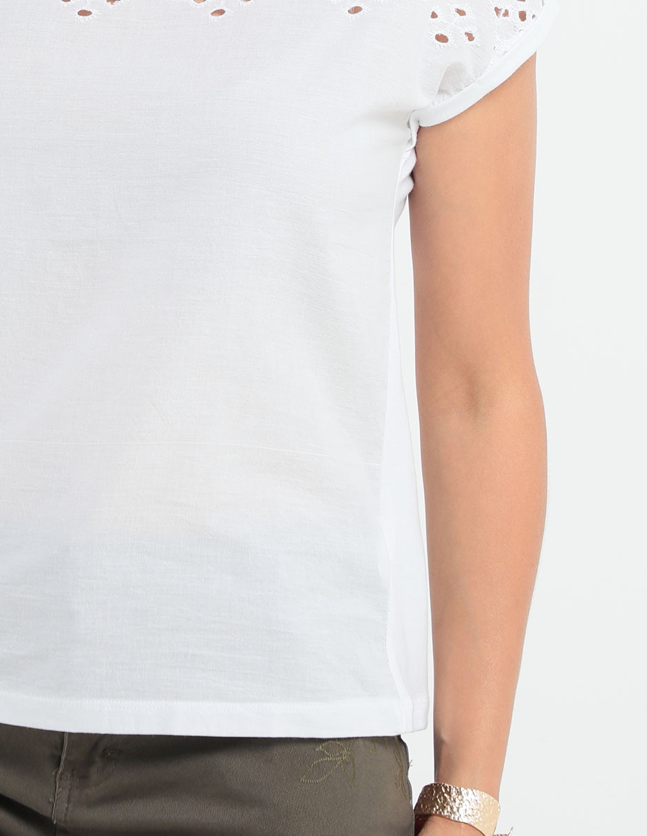 Playera manga corta cuello redondo mujer