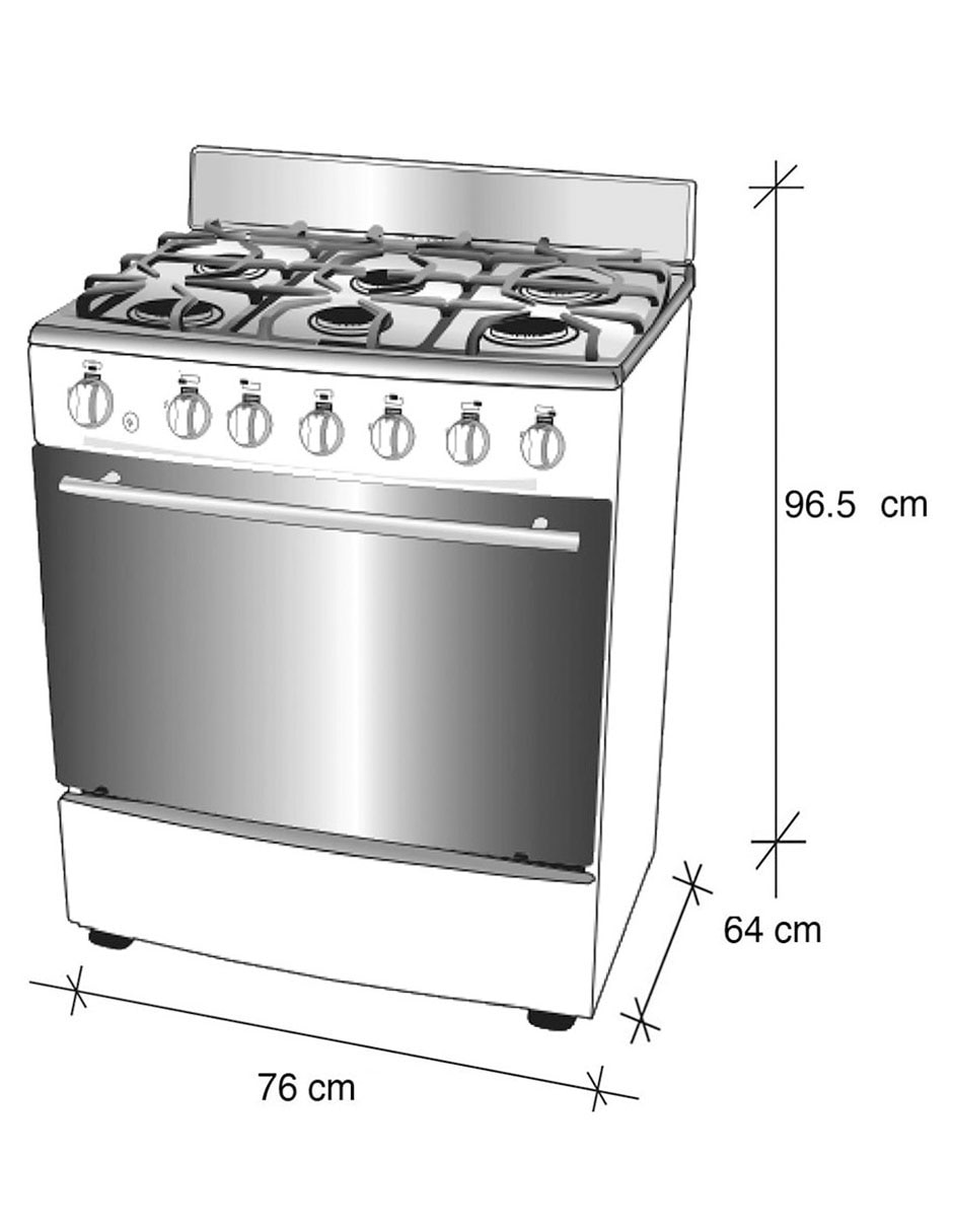 Estufa de piso a gas natural/lp 76 cm EK-1131 CARRARA FRYER de 6 quemadores 6
