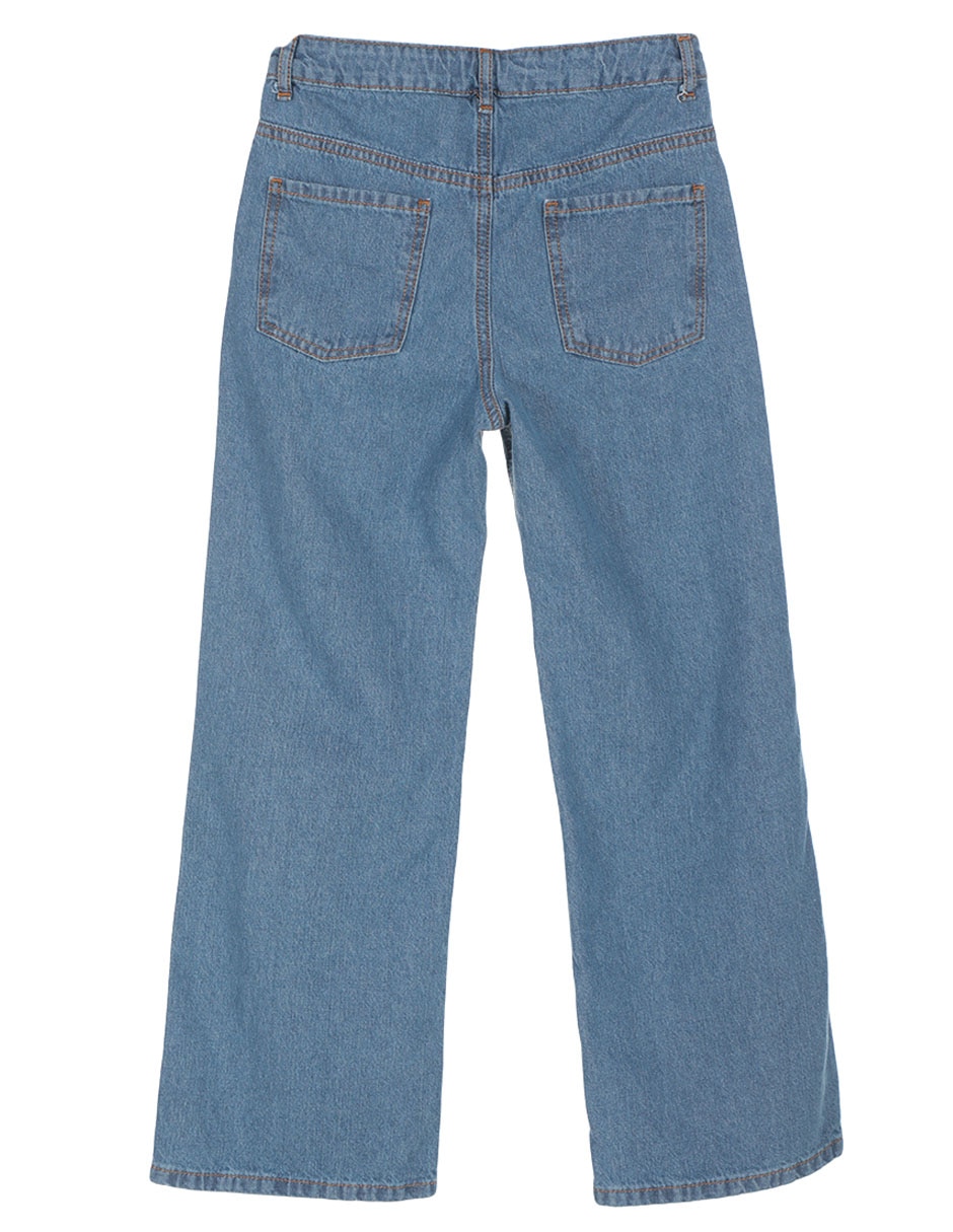Jeans straight lavado destruido para niña 2
