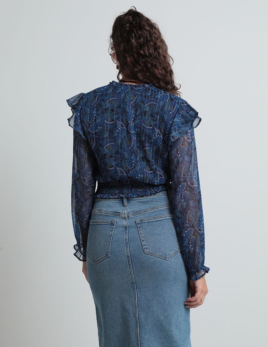 Blusa Week By Weekend manga larga para mujer
