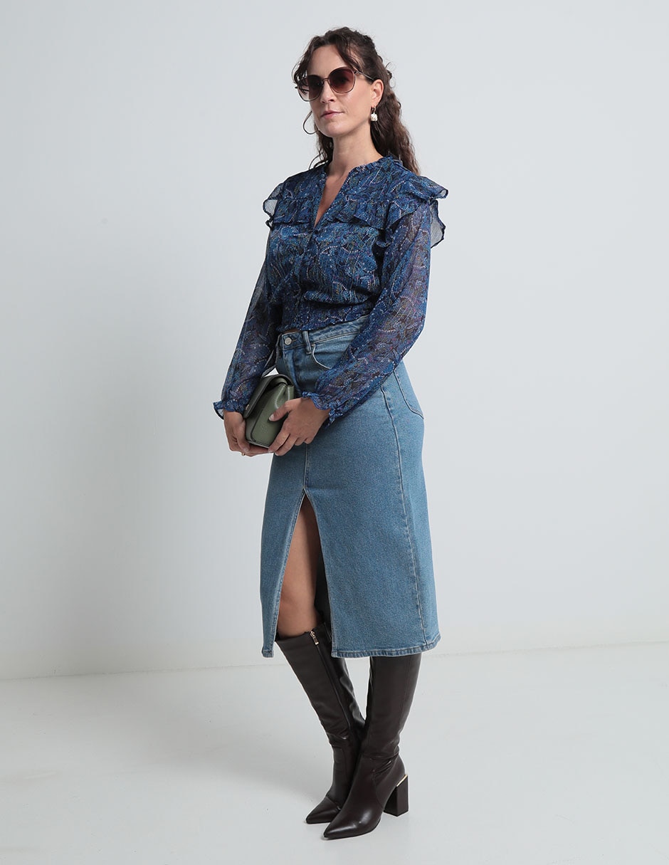 Blusa Week By Weekend manga larga para mujer
