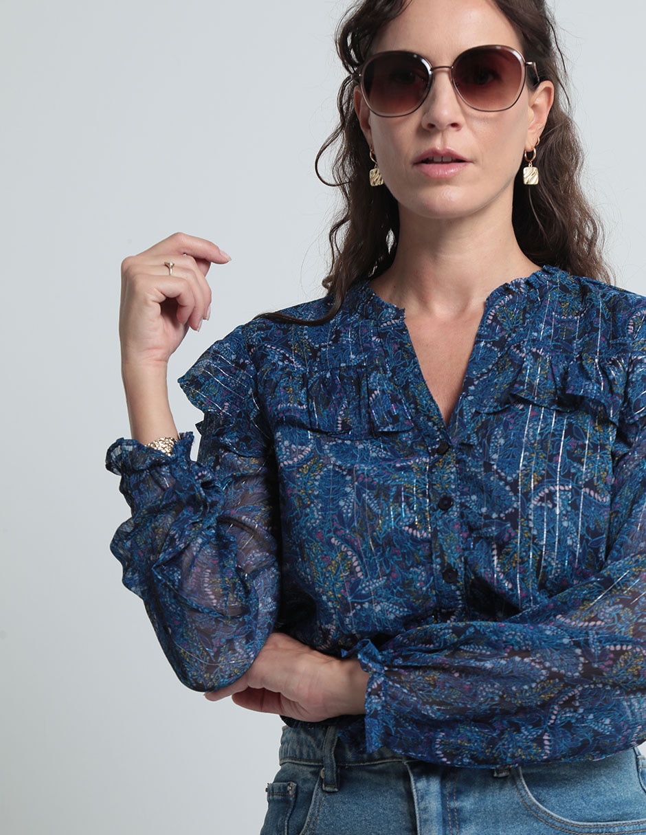 Blusa Week By Weekend manga larga para mujer
