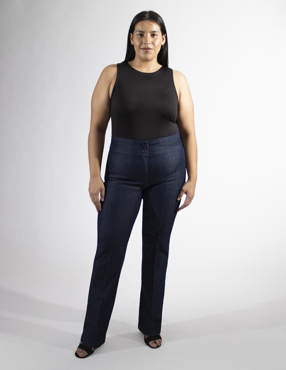 Jeans straight corte cintura alta para mujer 3
