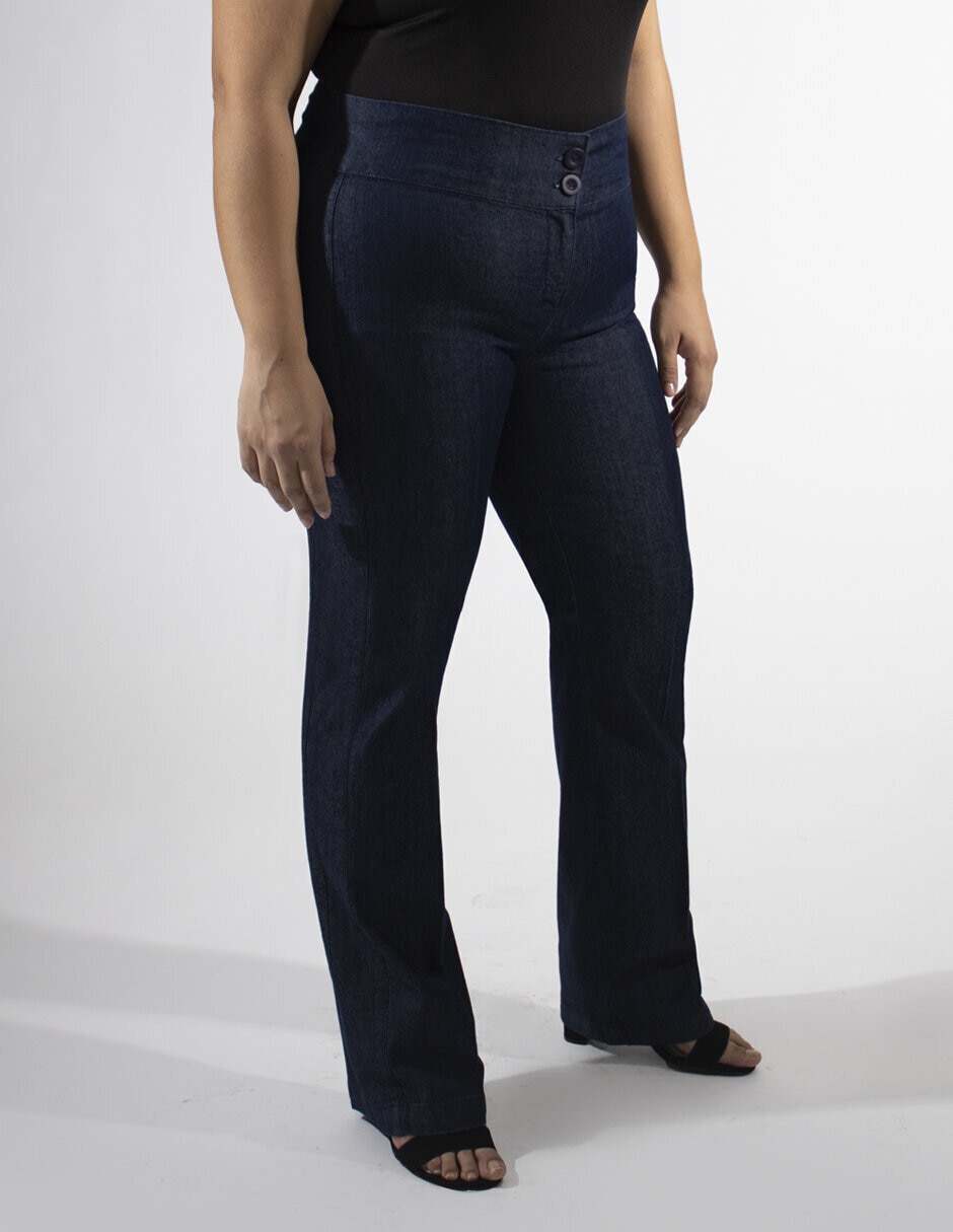 Jeans straight Oh Pomp corte cintura alta para mujer