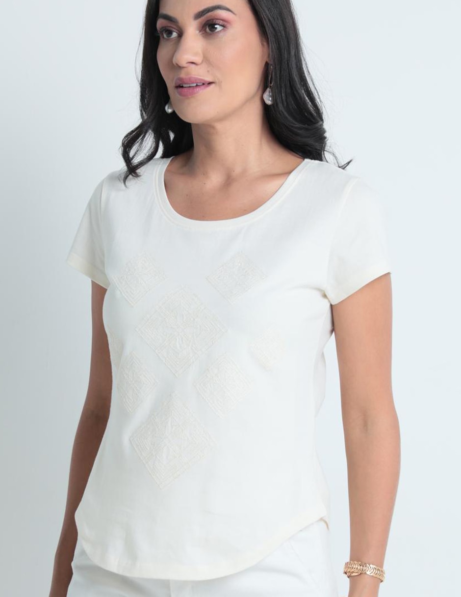 Playera manga corta cuello redondo mujer