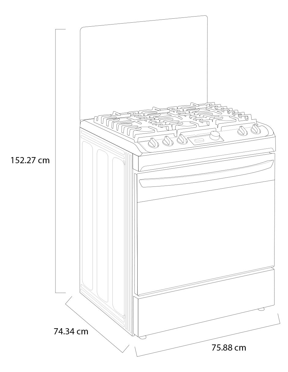 Estufa de piso a gas lp Lg 75.88 cm LRGL5841S de 5 quemadores