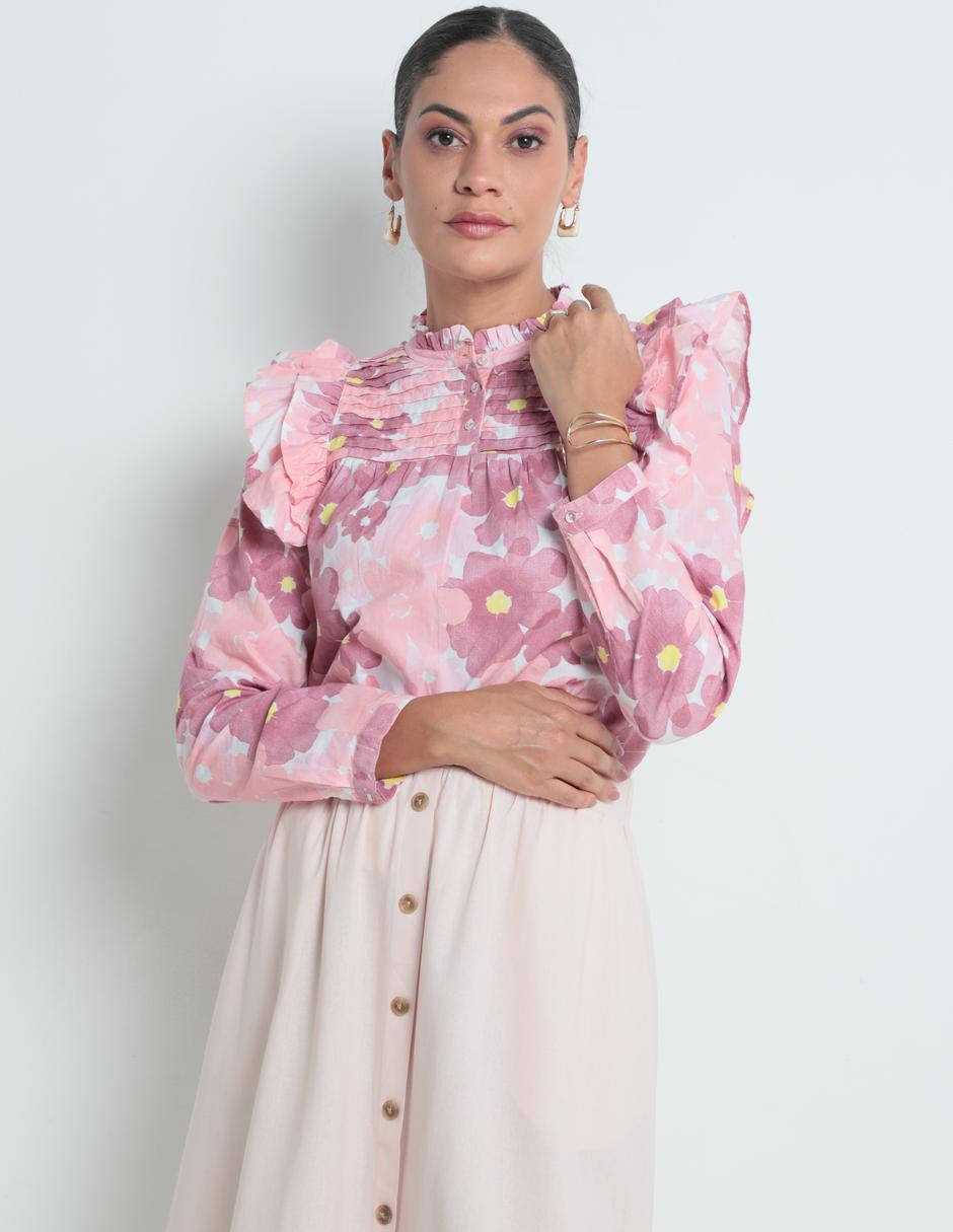 Blusa camisera Kur.Kuma manga larga para mujer Blusa camisera Kur.Kuma manga larga para mujer