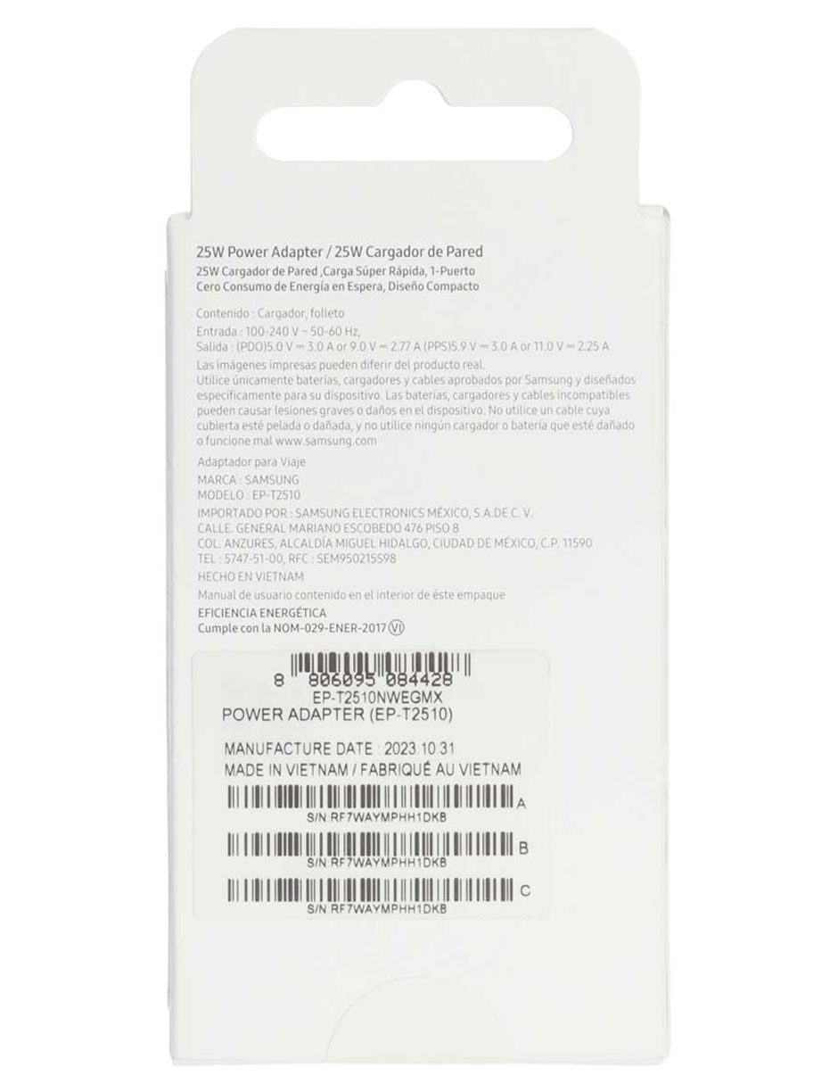 Adaptador de corriente Samsung