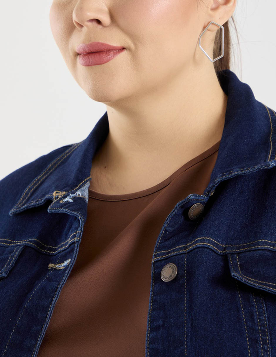 Chamarra weekend plus de mezclilla para mujer