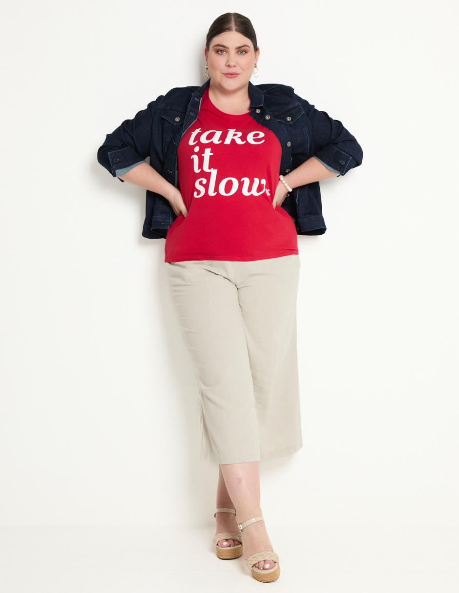 Playera manga corta Weekend Plus cuello redondo para mujer