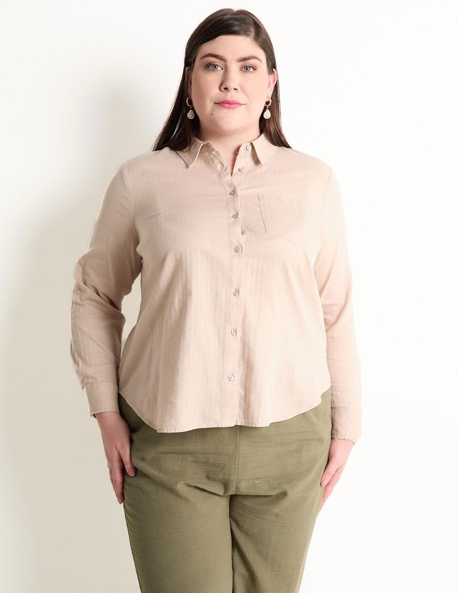 Blusa camisera manga larga para mujer