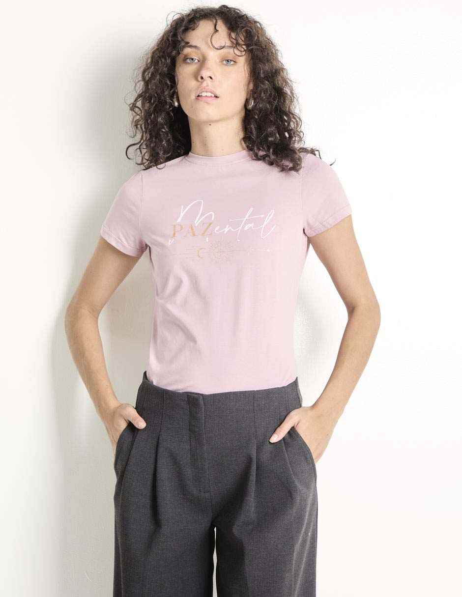 Playera manga corta cuello redondo mujer