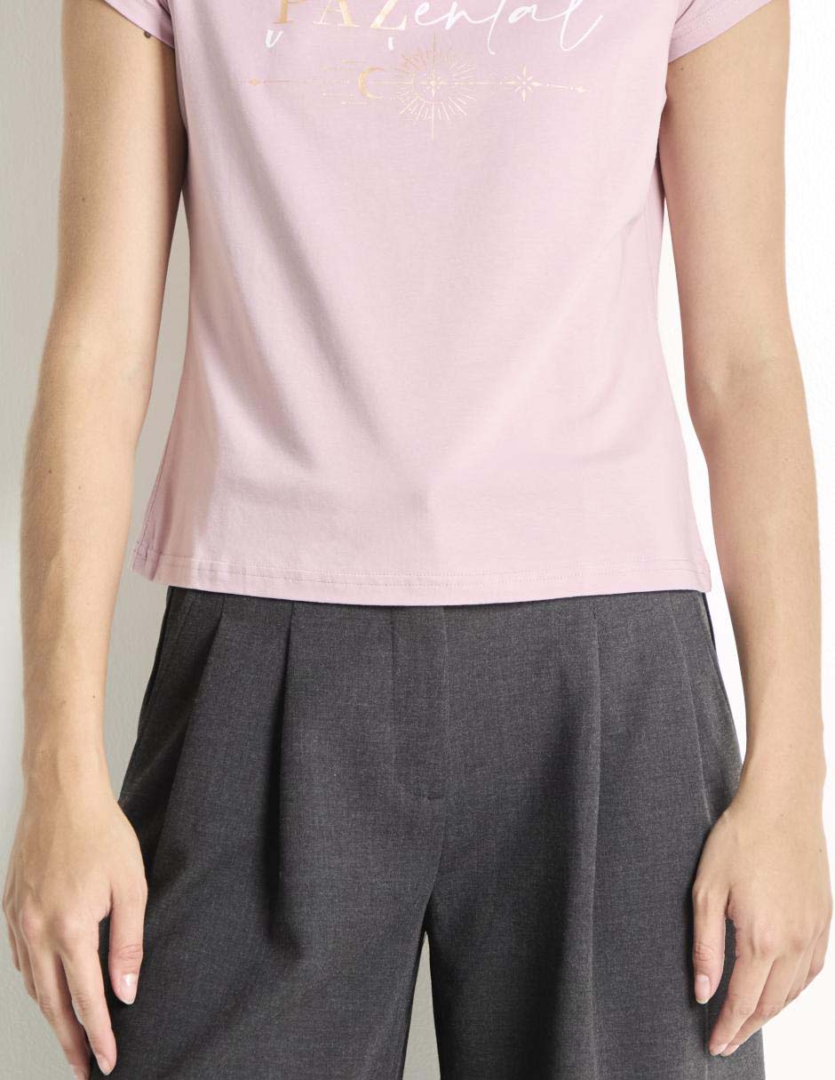 Playera manga corta cuello redondo mujer