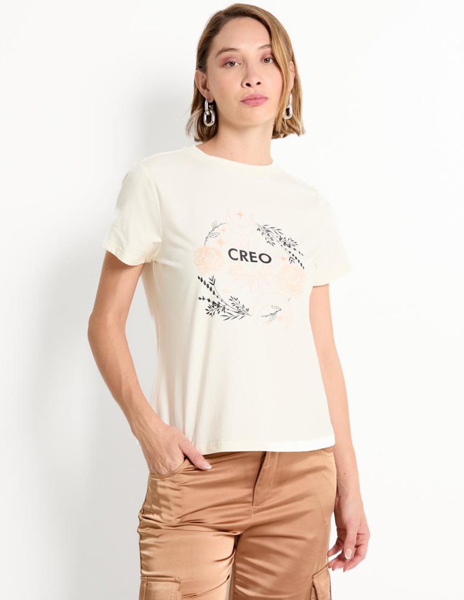 Playera manga corta cuello redondo mujer Playera manga corta cuello redondo mujer