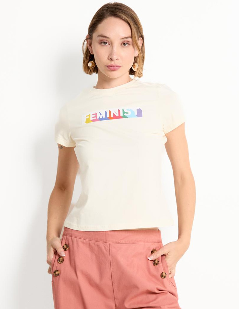 Playera manga corta cuello redondo mujer Playera manga corta cuello redondo mujer