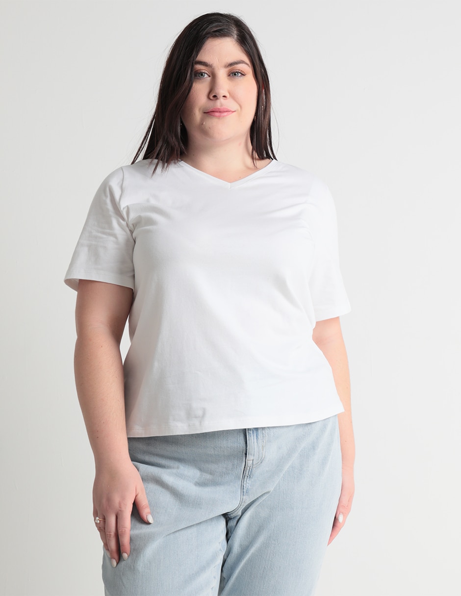 Playera manga corta cuello v para mujer Playera manga corta cuello v para mujer