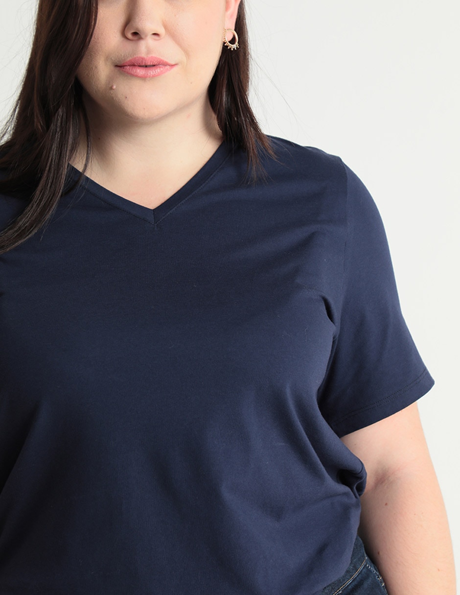 Playera manga corta Weekend Plus cuello v para mujer