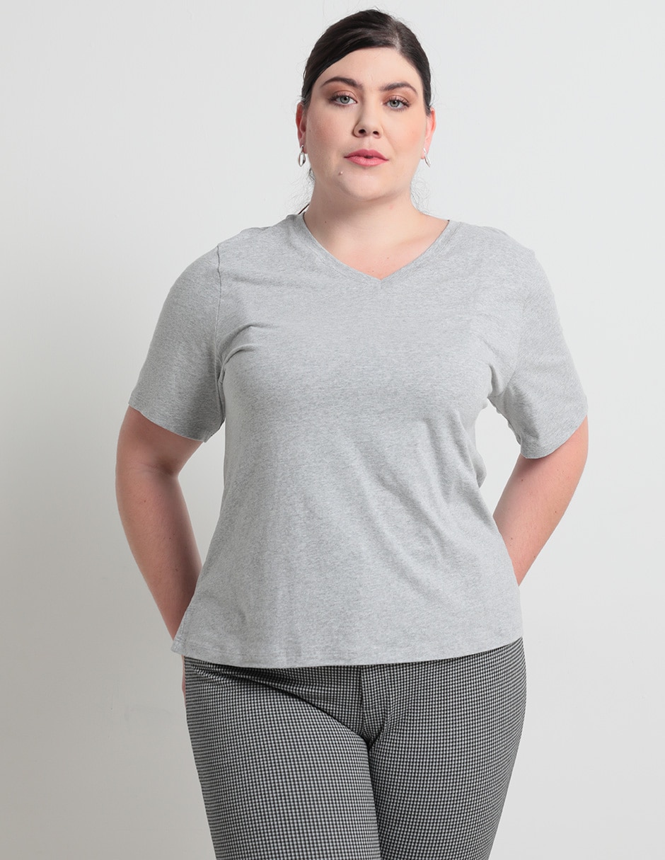 Playera manga corta cuello v para mujer Playera manga corta cuello v para mujer