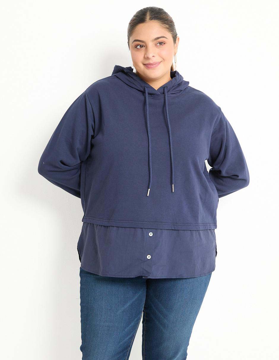 Sudadera con efecto doble prenda para mujer